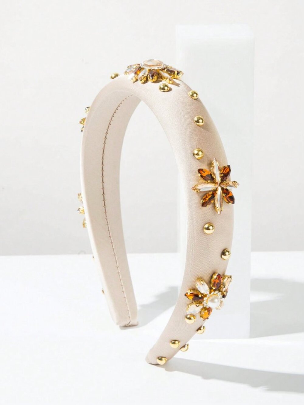 Elegant Gold and White Embellished Headband